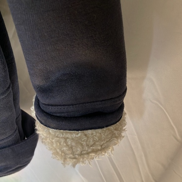 7 For All Mankind: Fog Blue Faux Suede/Shearling Moto Jacket- snap closure- M - Picture 8 of 16